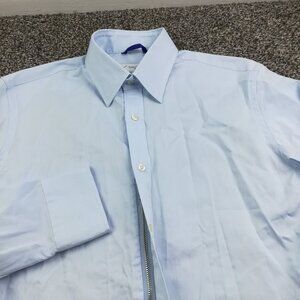 Teddy Stratford Shirt L/S Button Up Hidden Zipper Light Blue Mens Size 1